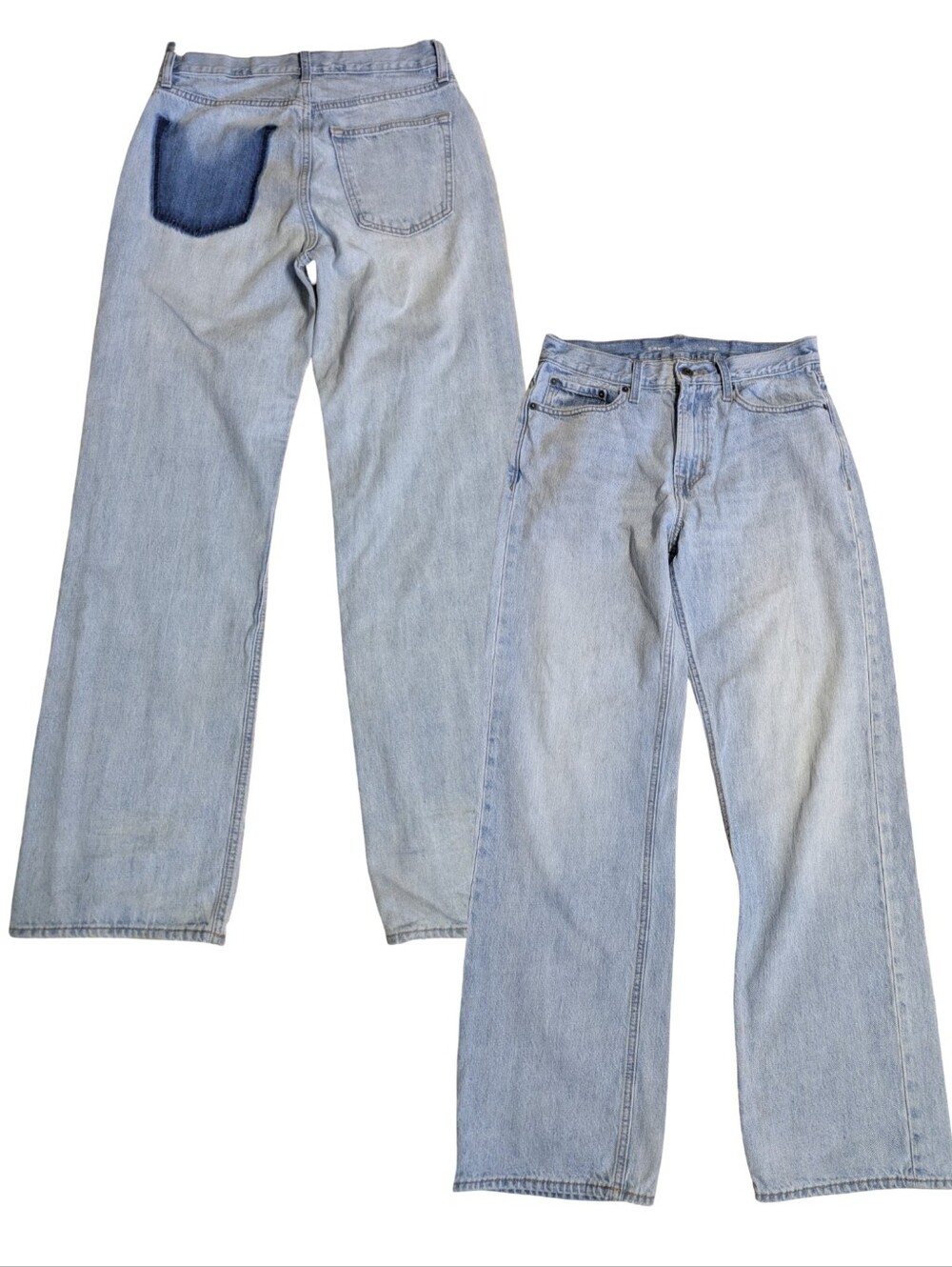 90s Baggy Superlight Unisex Jeans 30x36 With Exposed Back Patch Old Navy